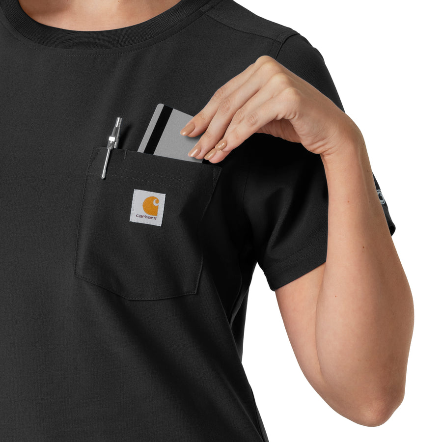 Force Cross-Flex Women's Crew Neck Scrub Top Black side detail 2