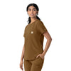 Force Cross-Flex Women's Crew Neck Scrub Top Carhartt Brown side view
