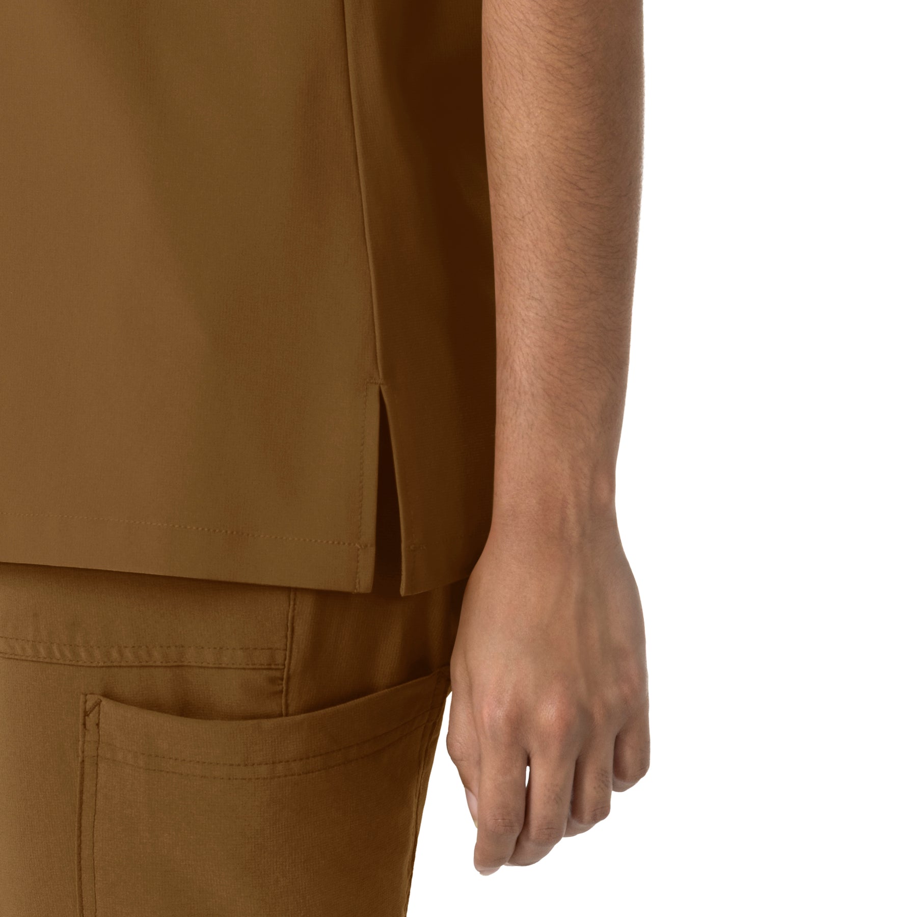 Force Cross-Flex Women's Crew Neck Scrub Top Carhartt Brown front detail