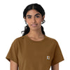 Force Cross-Flex Women's Crew Neck Scrub Top Carhartt Brown side detail 2