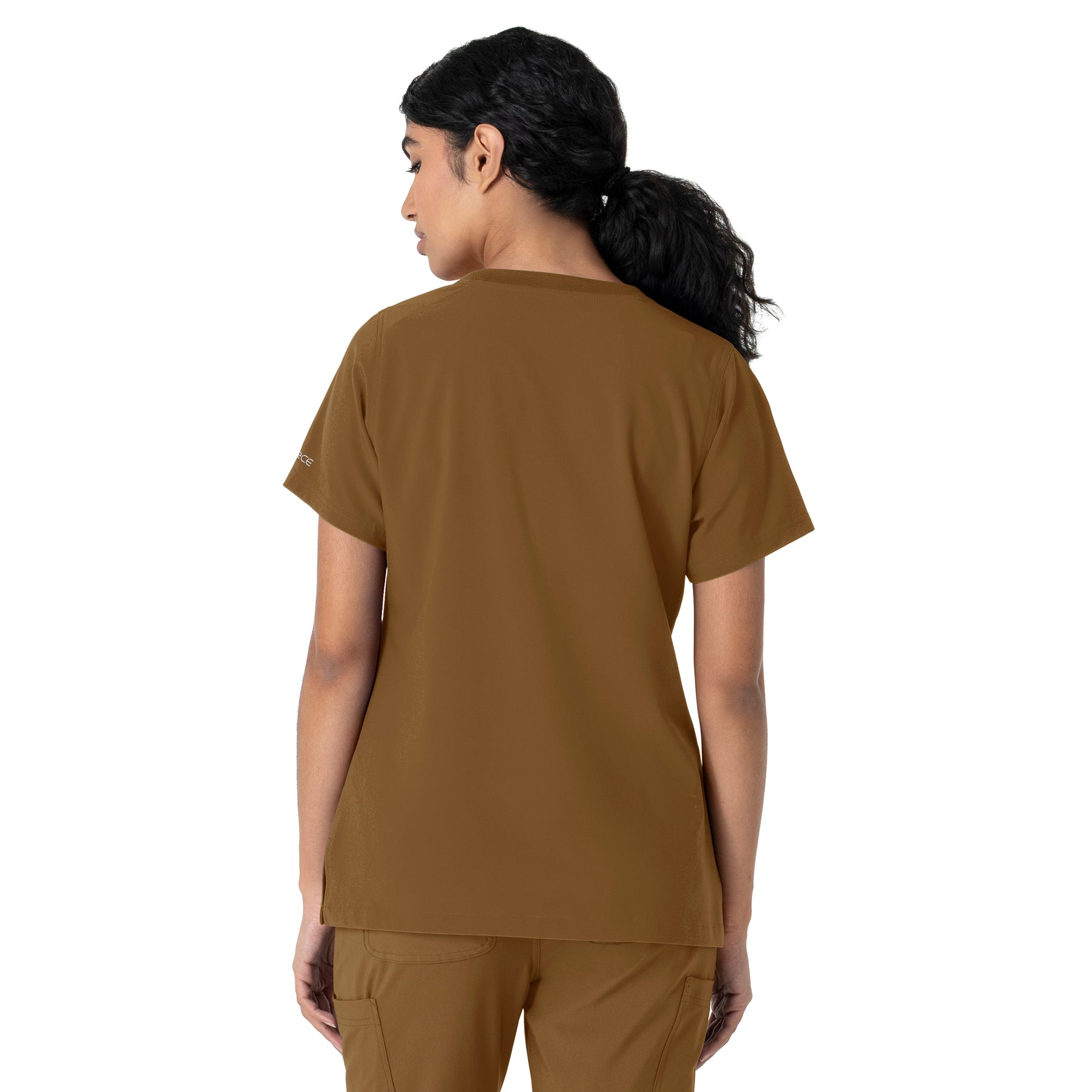 Force Cross-Flex Women's Crew Neck Scrub Top Carhartt Brown back view