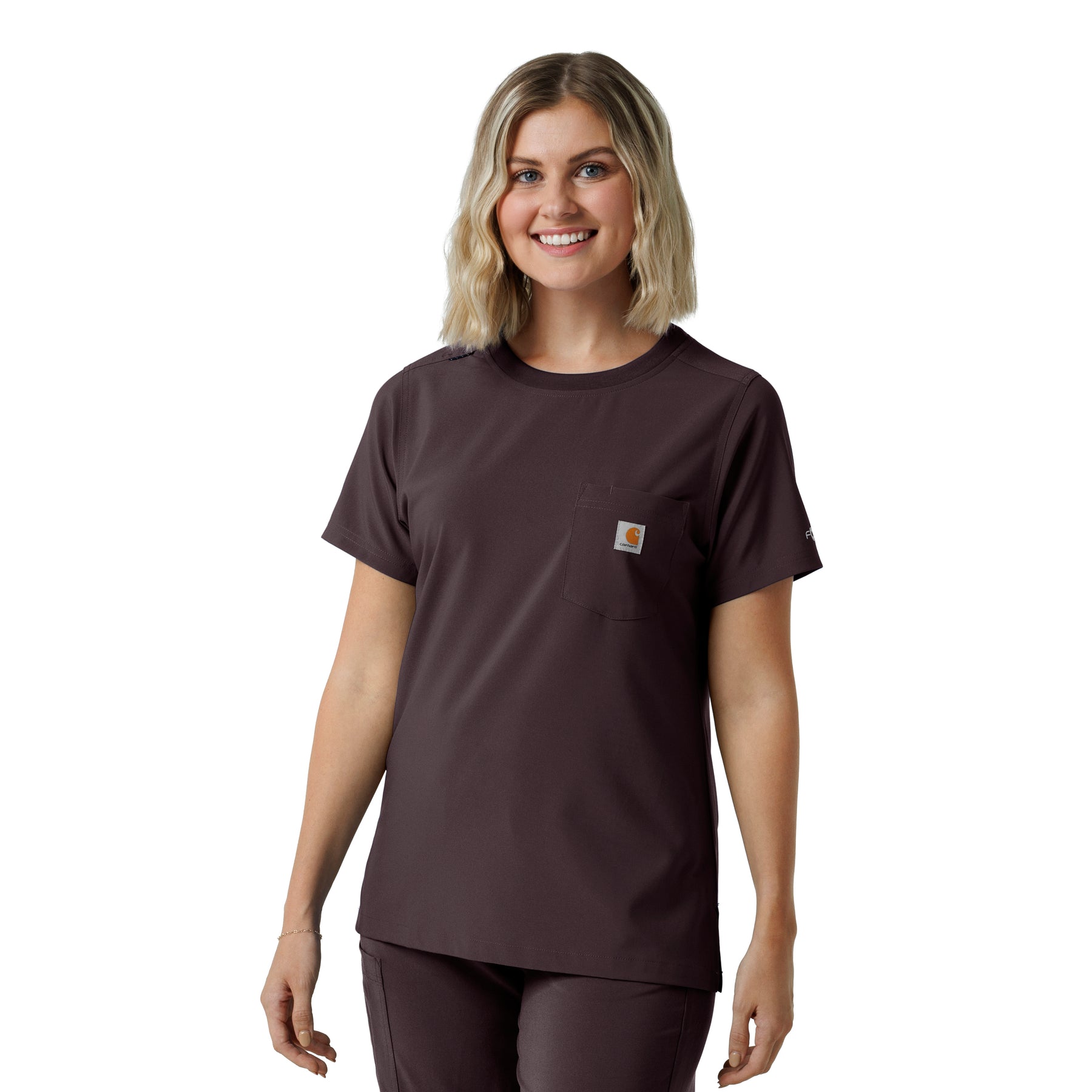 Force Cross-Flex Women's Crew Neck Scrub Top Dark Sepia
