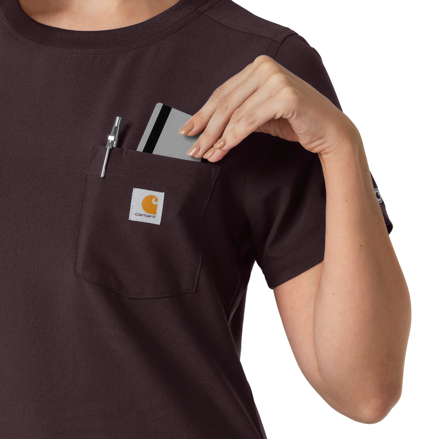 Force Cross-Flex Women's Crew Neck Scrub Top Dark Sepia side detail 2