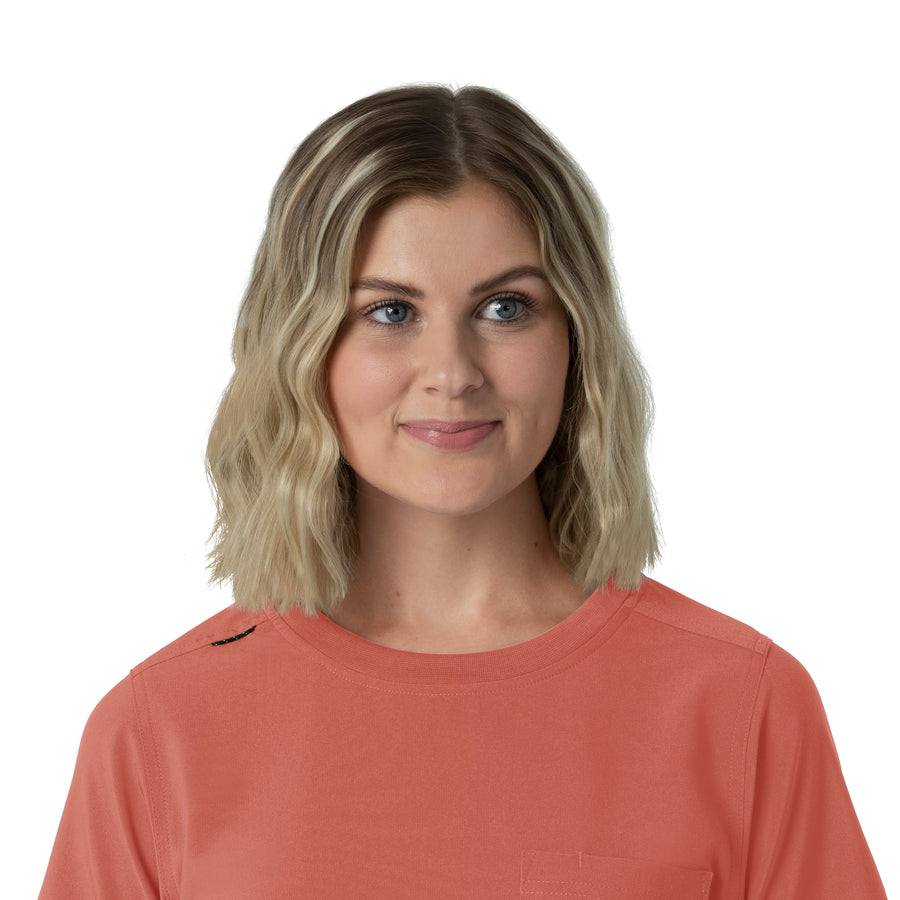 Force Cross-Flex Women's Crew Neck Scrub Top Dusty Cedar front detail