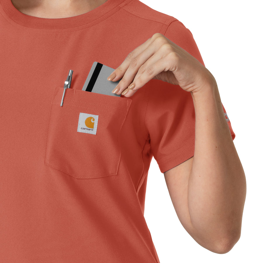 Force Cross-Flex Women's Crew Neck Scrub Top Dusty Cedar side detail 2