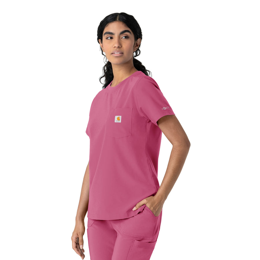 Force Cross-Flex Women's Crew Neck Scrub Top Electric Fuschia side view