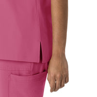 Force Cross-Flex Women's Crew Neck Scrub Top Electric Fuschia front detail
