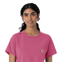 Force Cross-Flex Women's Crew Neck Scrub Top Electric Fuschia side detail 2