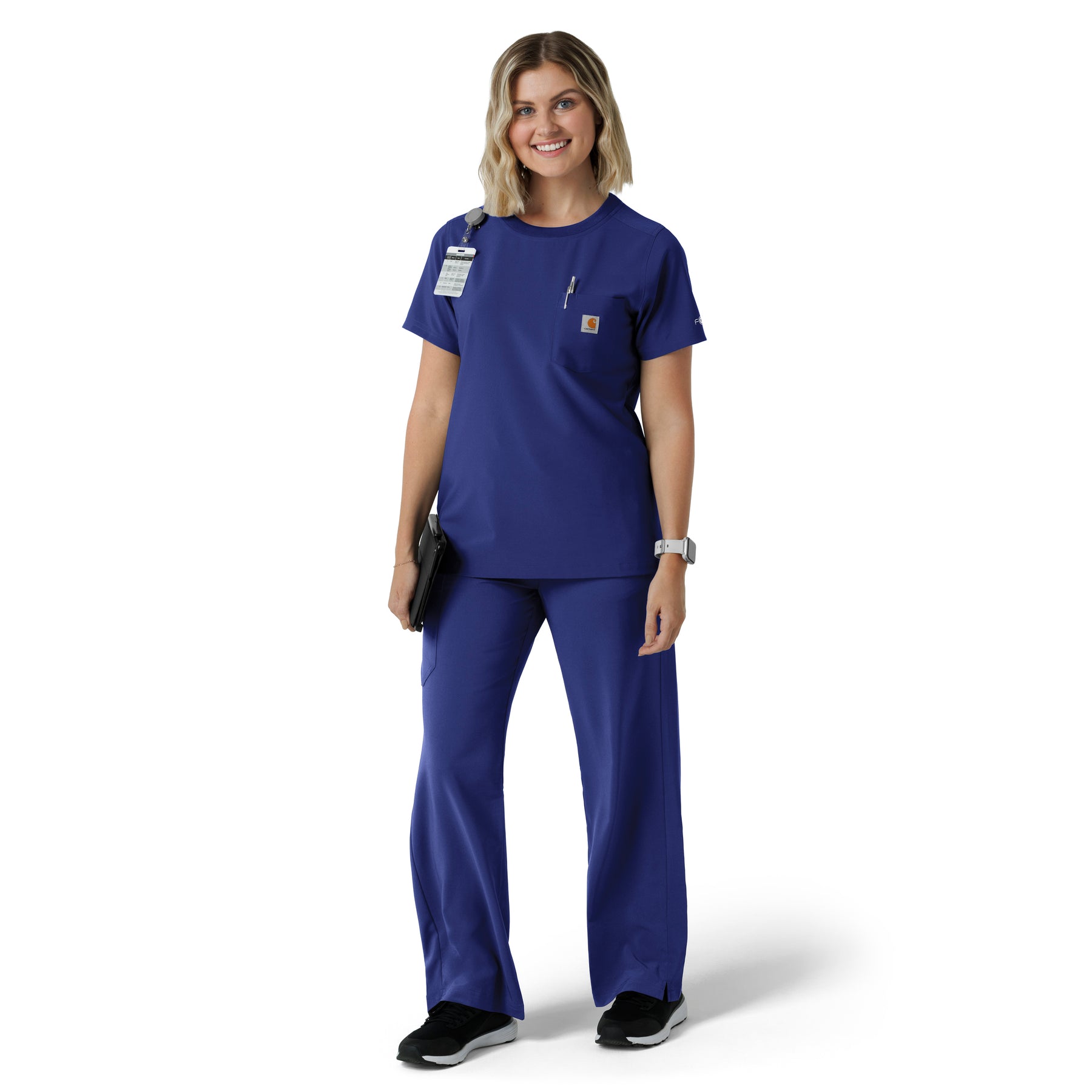 Force Cross-Flex Women's Crew Neck Scrub Top Galaxy Blue full scrub set