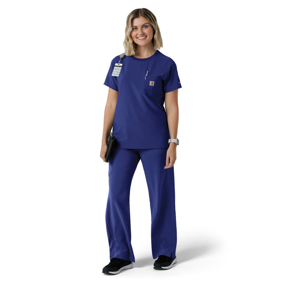 Force Cross-Flex Women's Crew Neck Scrub Top Galaxy Blue full scrub set