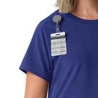 Force Cross-Flex Women's Crew Neck Scrub Top Galaxy Blue side detail 1