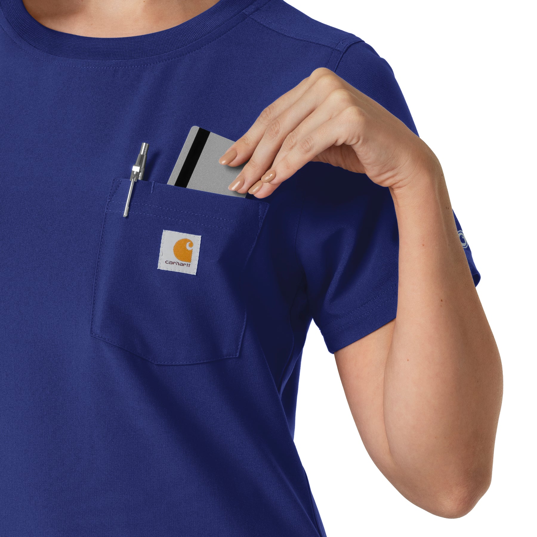 Force Cross-Flex Women's Crew Neck Scrub Top Galaxy Blue side detail 2
