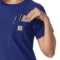 Force Cross-Flex Women's Crew Neck Scrub Top Galaxy Blue side detail 2