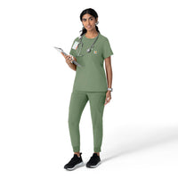 Force Cross-Flex Women's Crew Neck Scrub Top Green Slate full scrub set