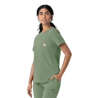 Force Cross-Flex Women's Crew Neck Scrub Top Green Slate side view