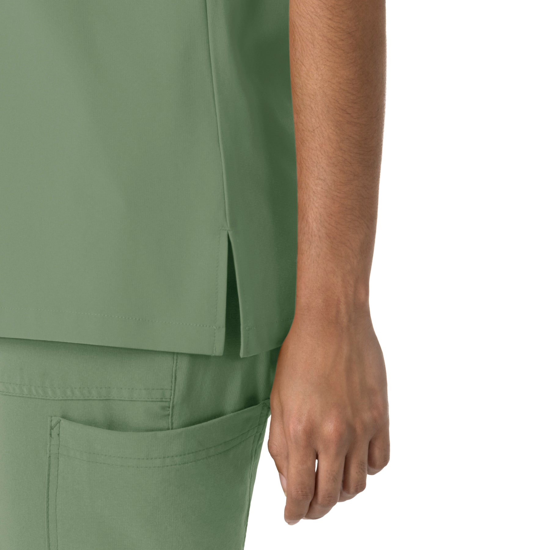 Force Cross-Flex Women's Crew Neck Scrub Top Green Slate front detail
