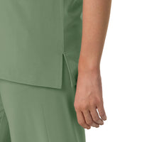 Force Cross-Flex Women's Crew Neck Scrub Top Green Slate hemline detail
