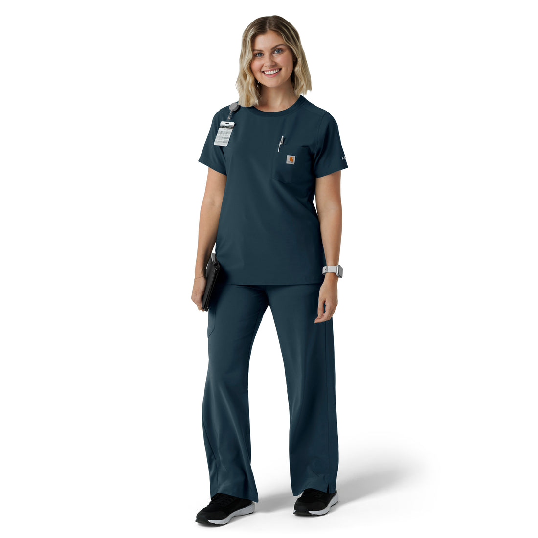 Force Cross-Flex Women's Crew Neck Scrub Top Navy full scrub set