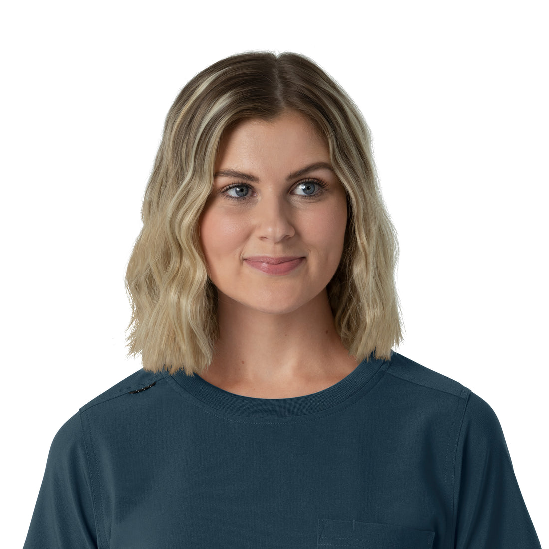 Force Cross-Flex Women's Crew Neck Scrub Top Navy front detail