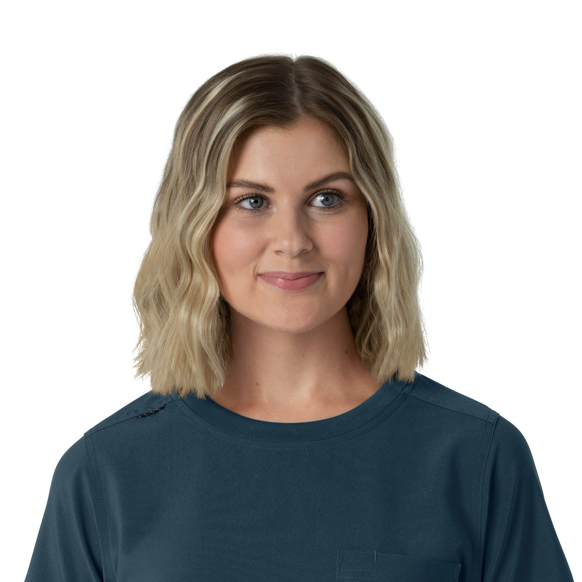 Force Cross-Flex Women's Crew Neck Scrub Top Navy front detail