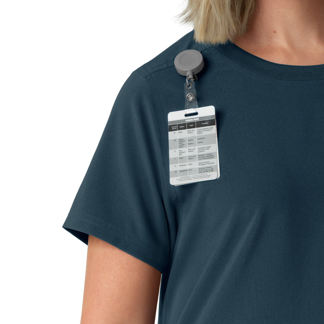 Force Cross-Flex Women's Crew Neck Scrub Top Navy side detail 1