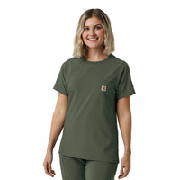 Force Cross-Flex Women's Crew Neck Scrub Top Olive