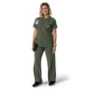 Force Cross-Flex Women's Crew Neck Scrub Top Olive full scrub set