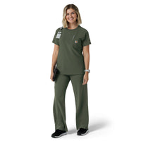 Force Cross-Flex Women's Crew Neck Scrub Top Olive full scrub set