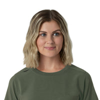Force Cross-Flex Women's Crew Neck Scrub Top Olive front detail