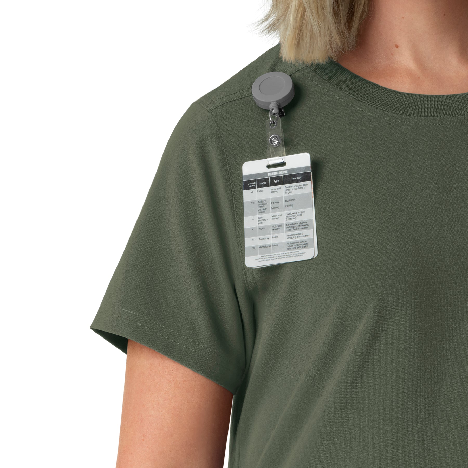 Force Cross-Flex Women's Crew Neck Scrub Top Olive side detail 1