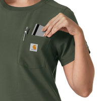 Force Cross-Flex Women's Crew Neck Scrub Top Olive side detail 2
