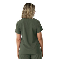 Force Cross-Flex Women's Crew Neck Scrub Top Olive back view