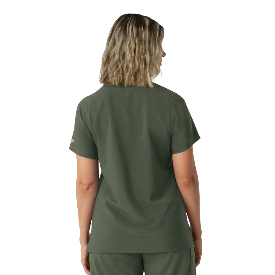Force Cross-Flex Women's Crew Neck Scrub Top Olive back view