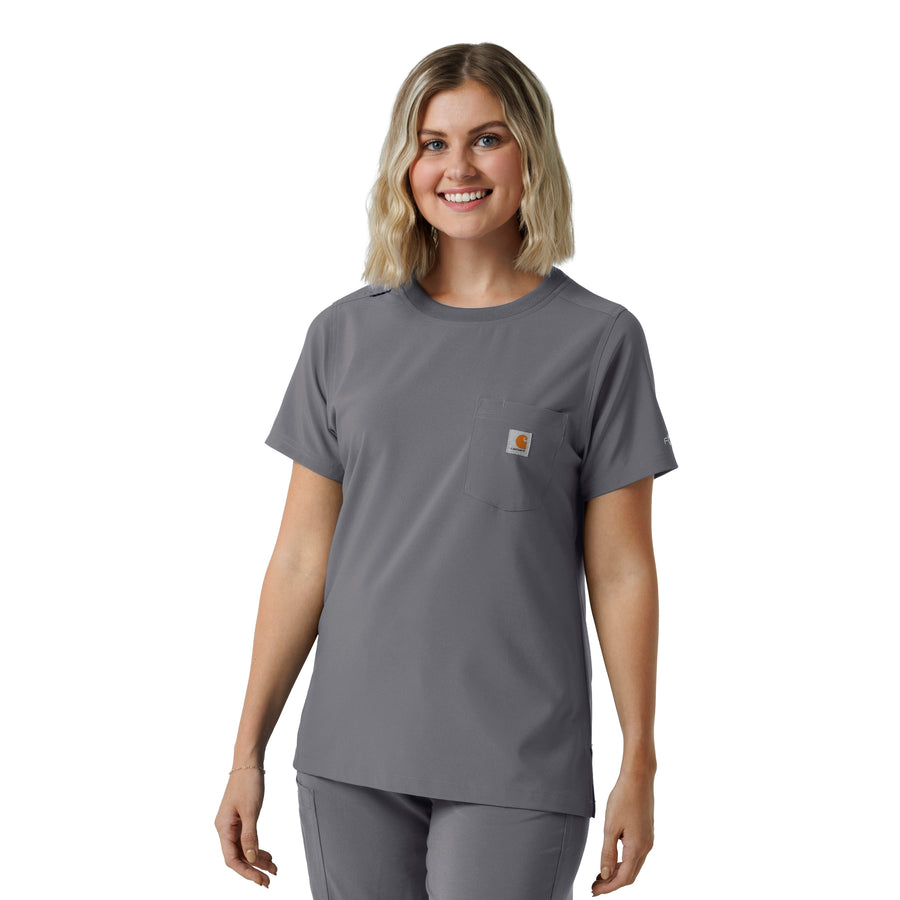 Force Cross-Flex Women's Crew Neck Scrub Top Pewter