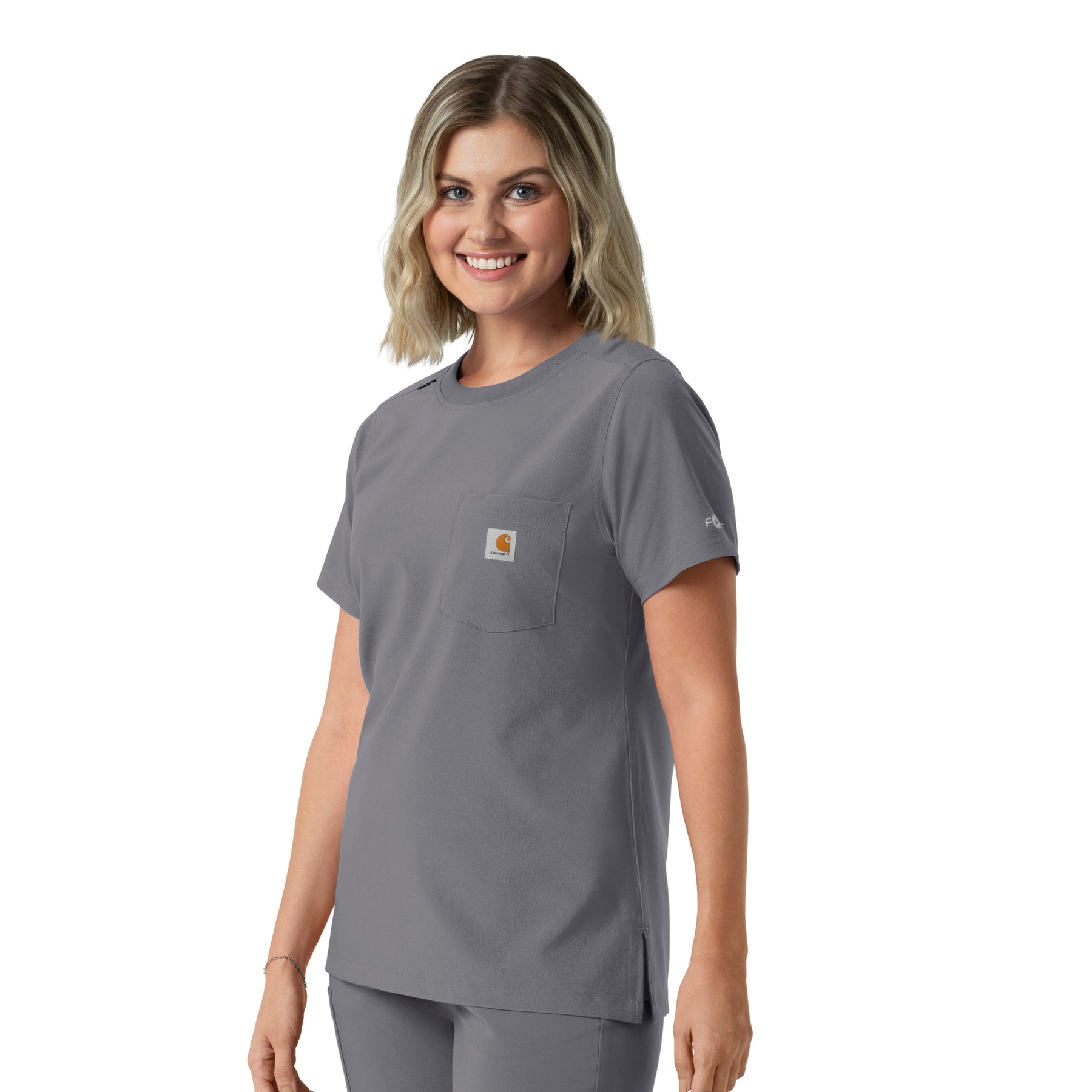 Force Cross-Flex Women's Crew Neck Scrub Top Pewter side view