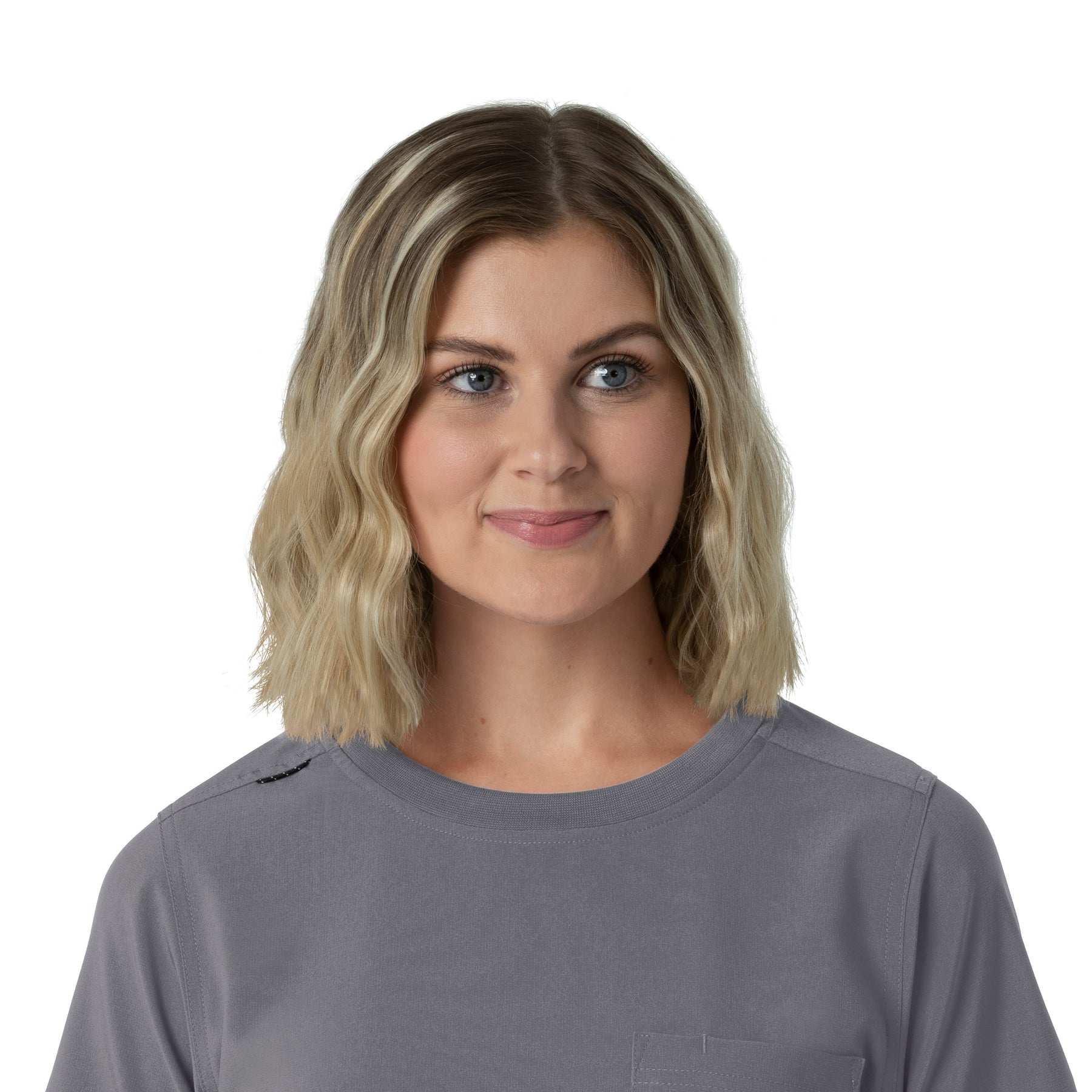 Force Cross-Flex Women's Crew Neck Scrub Top Pewter front detail