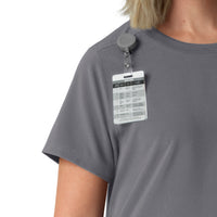 Force Cross-Flex Women's Crew Neck Scrub Top Pewter side detail 1