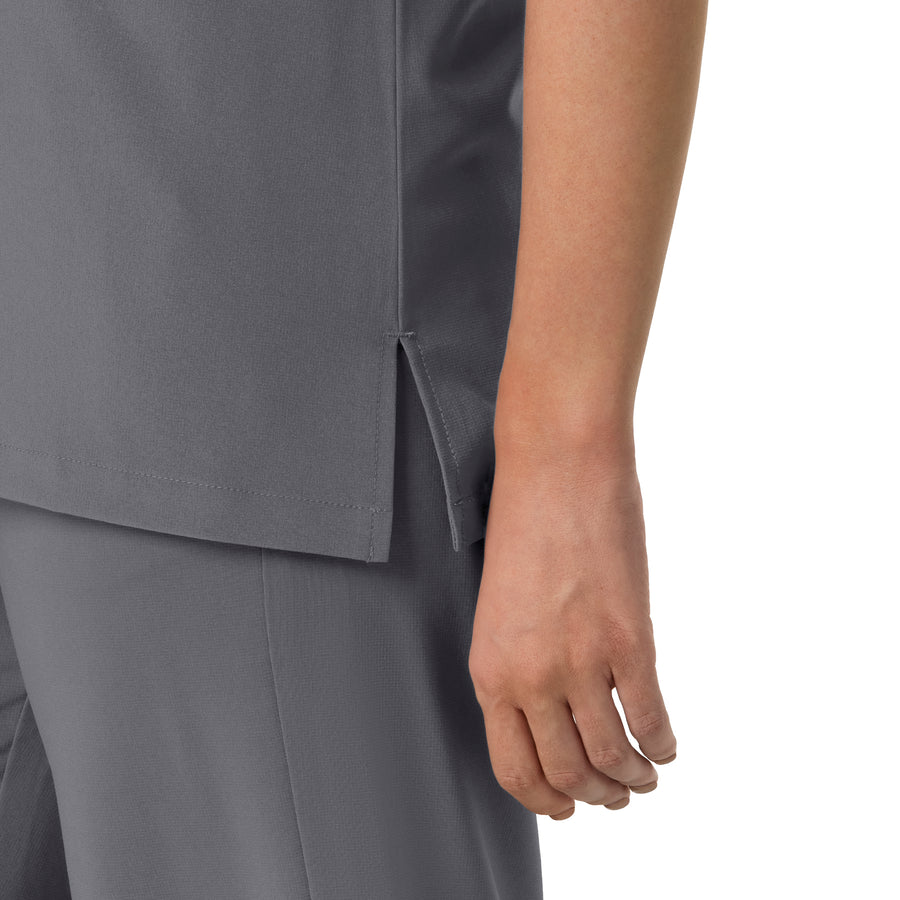 Force Cross-Flex Women's Crew Neck Scrub Top Pewter hemline detail