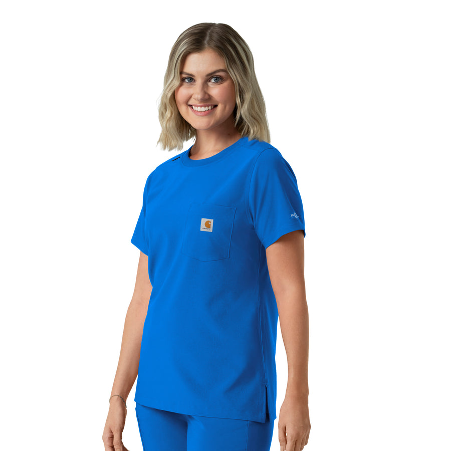 Force Cross-Flex Women's Crew Neck Scrub Top Royal side view
