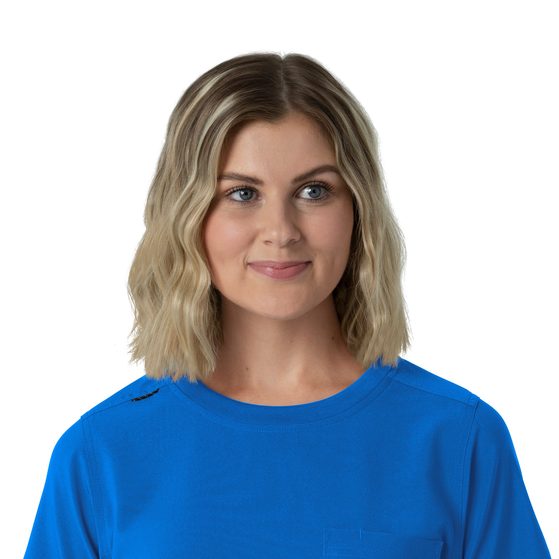 Force Cross-Flex Women's Crew Neck Scrub Top Royal front detail