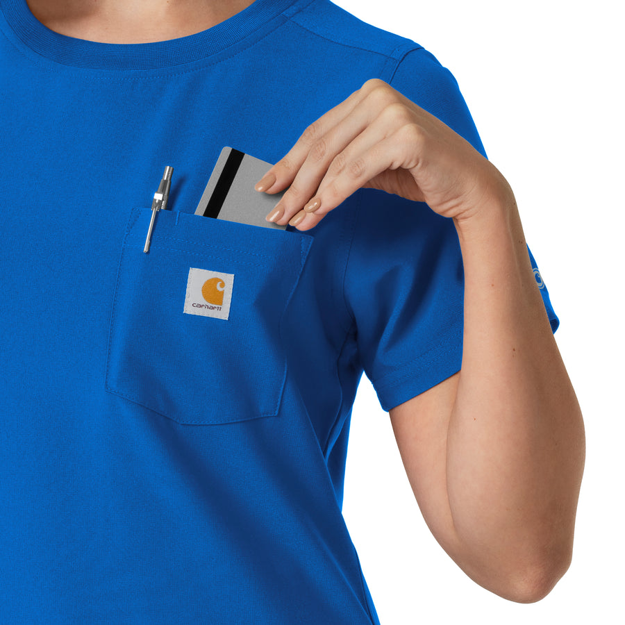 Force Cross-Flex Women's Crew Neck Scrub Top Royal side detail 2