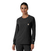 Force Cross-Flex Women's Crew Neck Long Sleeve Scrub Top Black