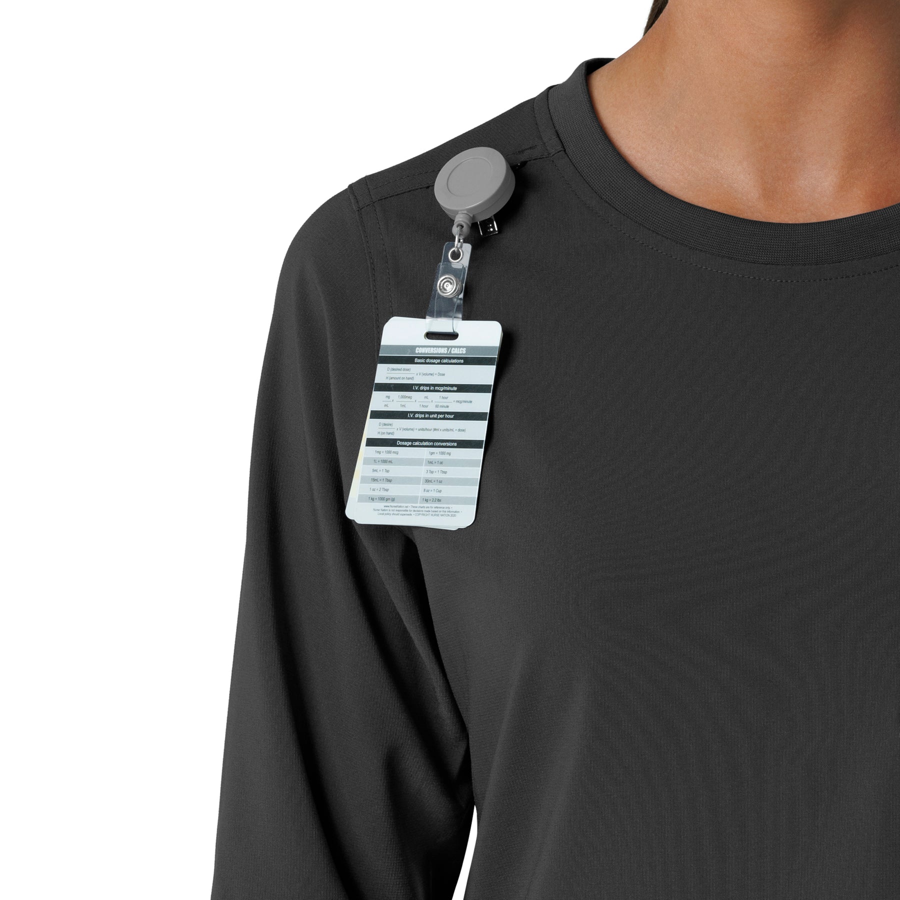 Force Cross-Flex Women's Crew Neck Long Sleeve Scrub Top Black side detail 1