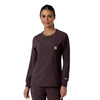 Force Cross-Flex Women's Crew Neck Long Sleeve Scrub Top Dark Sepia