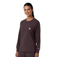 Force Cross-Flex Women's Crew Neck Long Sleeve Scrub Top Dark Sepia side view