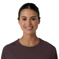 Force Cross-Flex Women's Crew Neck Long Sleeve Scrub Top Dark Sepia front detail