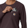 Force Cross-Flex Women's Crew Neck Long Sleeve Scrub Top Dark Sepia side detail 2