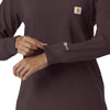 Force Cross-Flex Women's Crew Neck Long Sleeve Scrub Top Dark Sepia hemline detail