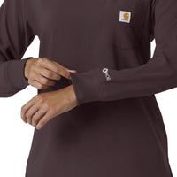 Force Cross-Flex Women's Crew Neck Long Sleeve Scrub Top Dark Sepia hemline detail