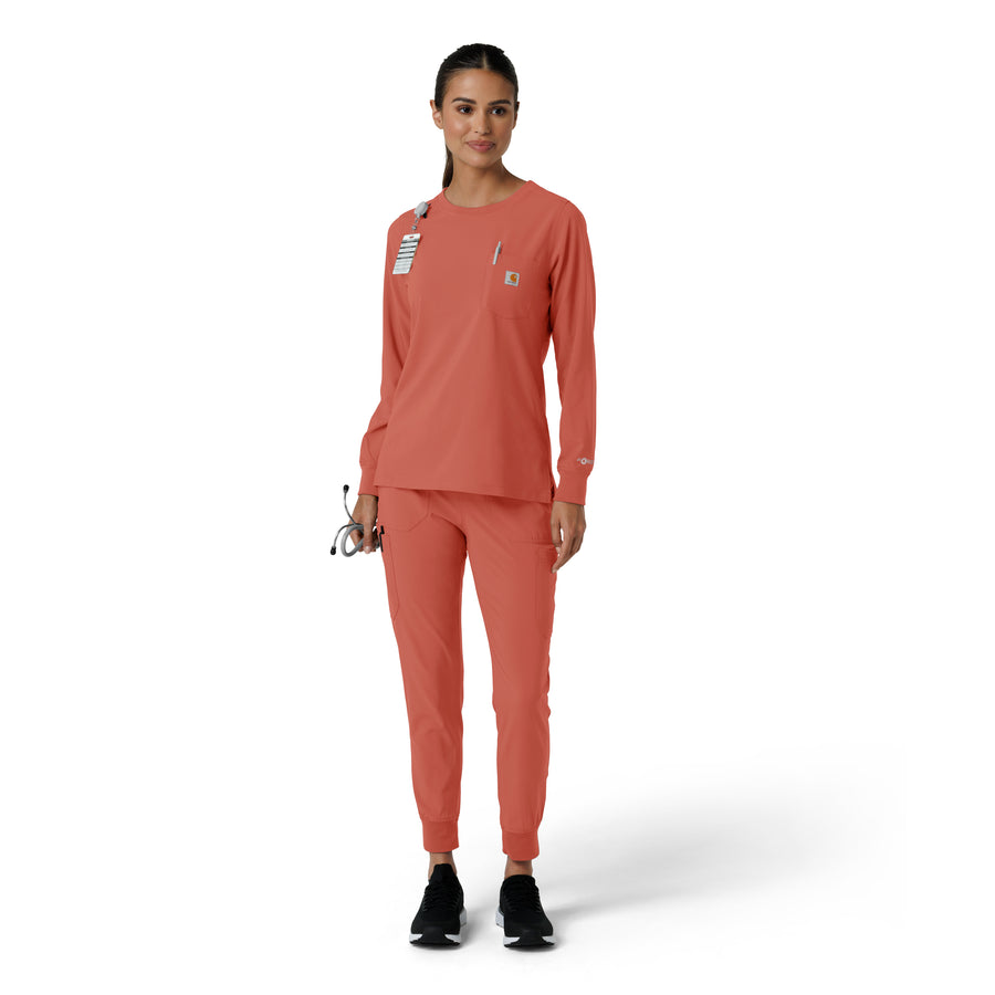 Force Cross-Flex Women's Crew Neck Long Sleeve Scrub Top Dusty Cedar full scrub set